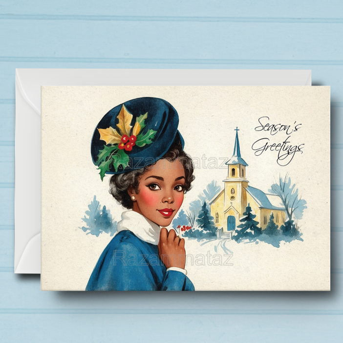 Black Woman A2 Christmas Card